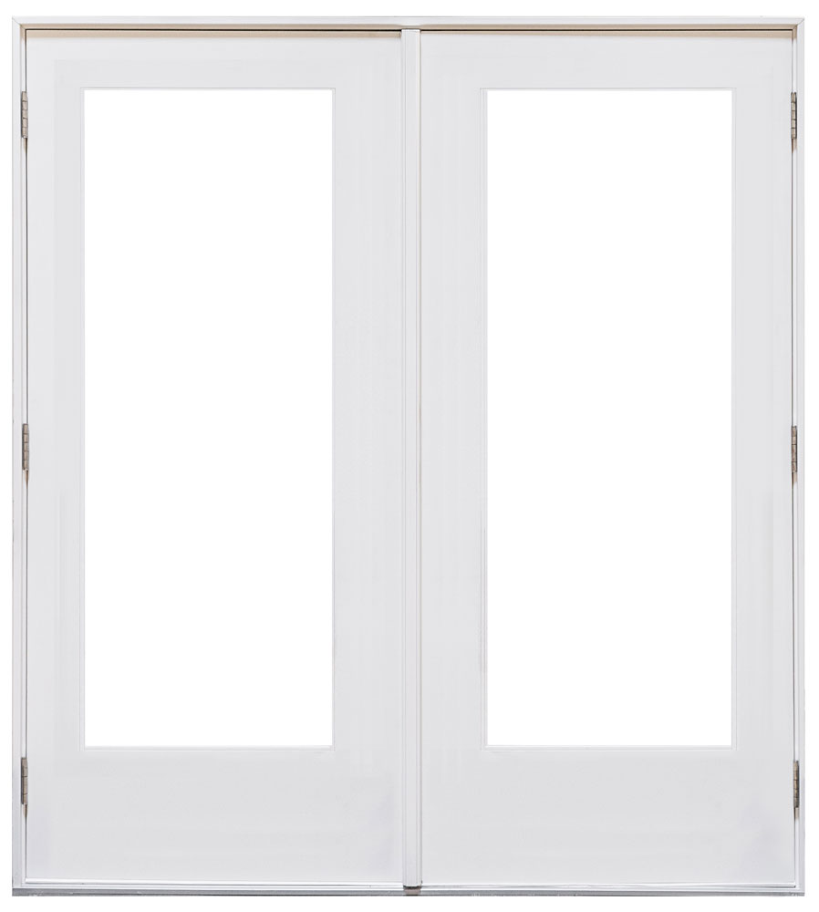 Impact-rated hinged coastal patio door, front view