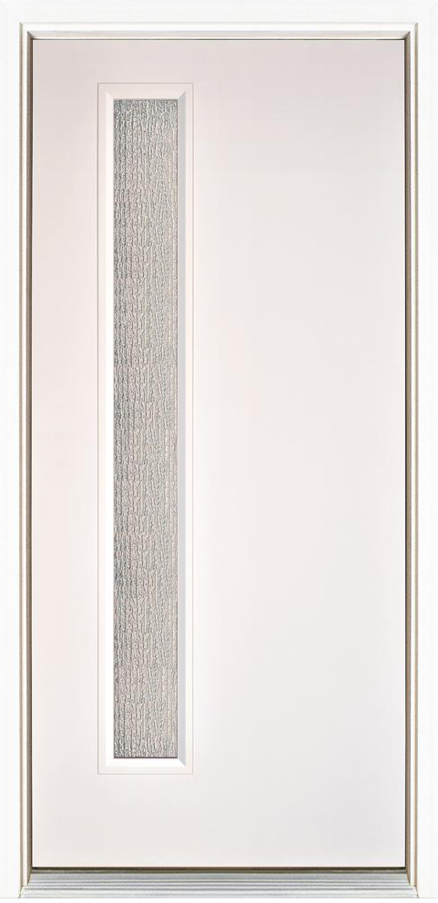 Distinction Narrow Lite entry door in White with WaterWave vertical glass