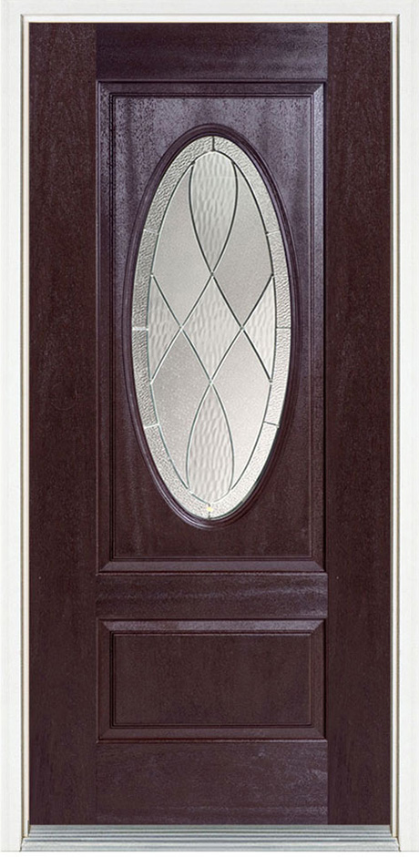 Distinction Prestige Oval Lite entry door in Medium Oak with Zen decorative oval glass
