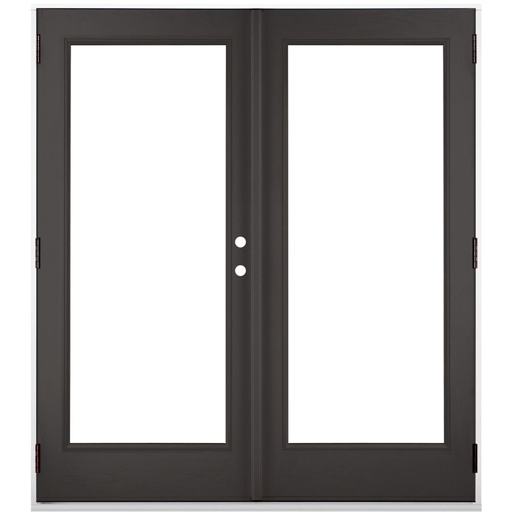 The Full Lite Hinged door in Black finish, double-bored for hardware