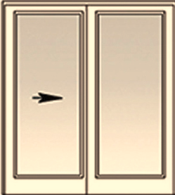 Handing diagram, the arrow marks the active sliding panel