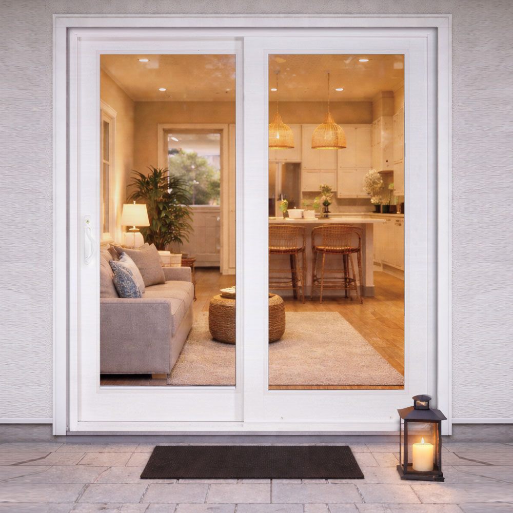 The 2-Panel Gliding door installed in a room, seen from inside