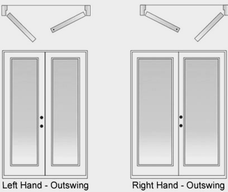 Handing diagram for the outswing impact patio door